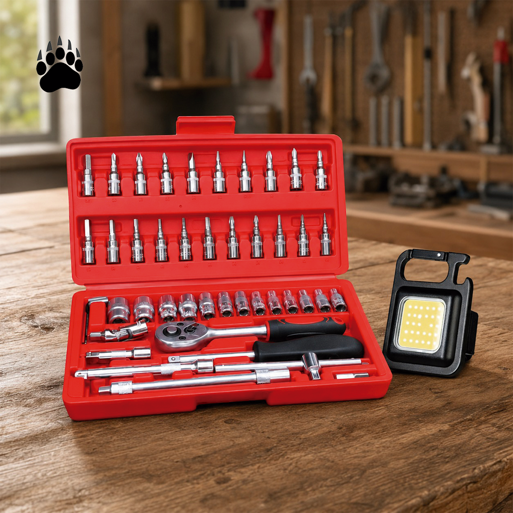 Juego de Llaves Tubo con Crique y Puntas Combinadas Bigan™ + Mini Linterna Led de Regalo!