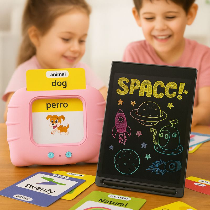 Juego de Tarjetas Educativas con Sonido Bigan™ + Pizarra Mágica de Regalo!