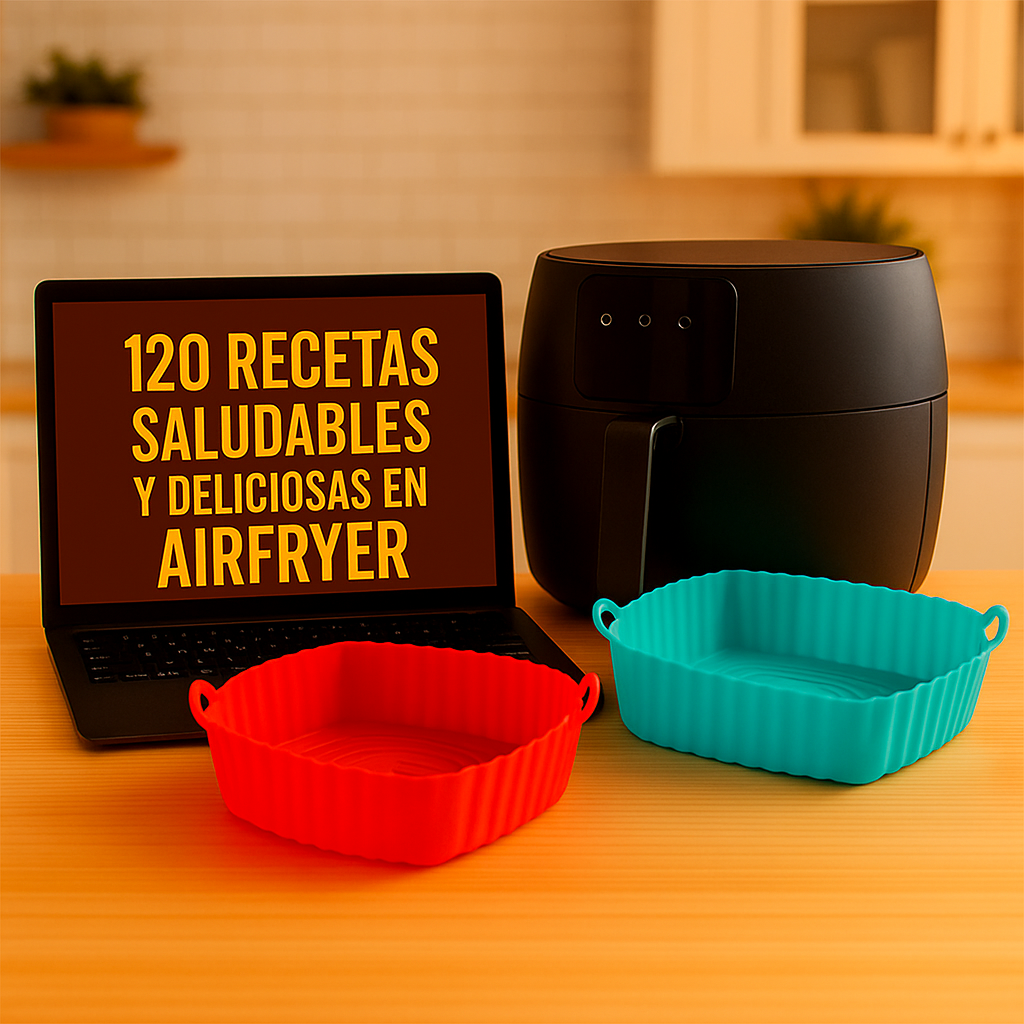 Pack 2 Bandejas de Silicona para Freidora de Aire Bigan™ + Recetario Digital de Regalo